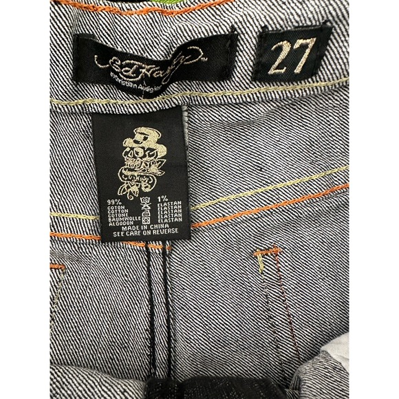 NEW Ed Hardy Embroidered Floral Skull Jeans 27 Low Rise Love Kills Y2K NWT F - Picture 6 of 6